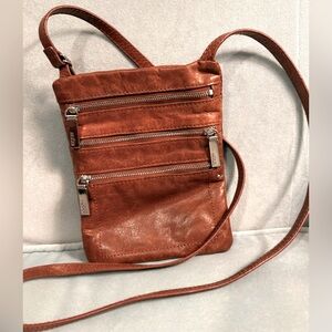 HOBO THE ORIGINAL HANDBAG - BROWN/ TAN LEATHER CROSS-BODY BAG PURSE